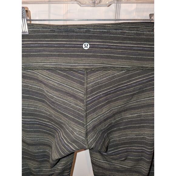 Lululemon Pants Women's Size 6 Wunder Under Pant III Cyber Stripe Green Olive - Picture 9 of 11